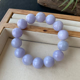 13.8mm A-Grade Natural Lavender Jadeite Beaded Bracelet No.190175