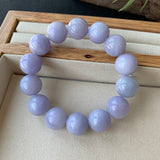 13.8mm A-Grade Natural Lavender Jadeite Beaded Bracelet No.190175