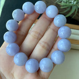 13.8mm A-Grade Natural Lavender Jadeite Beaded Bracelet No.190175