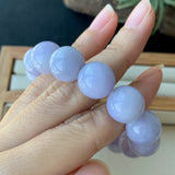 13.8mm A-Grade Natural Lavender Jadeite Beaded Bracelet No.190175