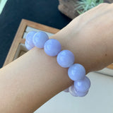 13.8mm A-Grade Natural Lavender Jadeite Beaded Bracelet No.190175