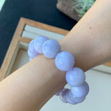 13.8mm A-Grade Natural Lavender Jadeite Beaded Bracelet No.190175