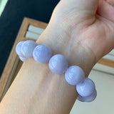 13.8mm A-Grade Natural Lavender Jadeite Beaded Bracelet No.190175