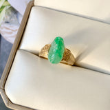 18.5mm A-Grade Natural Moss on Snow Jadeite Pixiu Ring No.162306