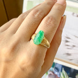 18.5mm A-Grade Natural Moss on Snow Jadeite Pixiu Ring No.162306