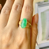 18.5mm A-Grade Natural Moss on Snow Jadeite Pixiu Ring No.162306