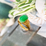 16.3mm A-Grade Natural Moss on Snow Jadeite Pixiu Ring No.162307