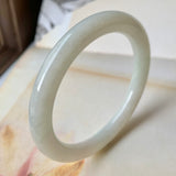 56.6mm A-Grade Natural Light Yellowish Green Jadeite Traditional Round Bangle No.151923