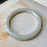 56.6mm A-Grade Natural Light Yellowish Green Jadeite Traditional Round Bangle No.151923