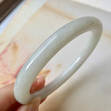 56.6mm A-Grade Natural Light Yellowish Green Jadeite Traditional Round Bangle No.151923