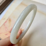 56.6mm A-Grade Natural Light Yellowish Green Jadeite Traditional Round Bangle No.151923