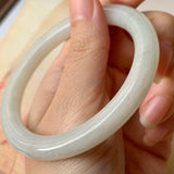 56.6mm A-Grade Natural Light Yellowish Green Jadeite Traditional Round Bangle No.151923