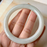 56.6mm A-Grade Natural Light Yellowish Green Jadeite Traditional Round Bangle No.151923