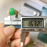 16.3mm A-Grade Natural Moss on Snow Jadeite Pixiu Ring No.162307