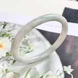 52.2mm A-Grade Jadeite White Green Oval Bangle No.151764