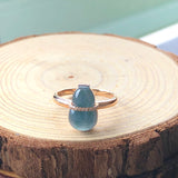15.9mm Icy A-Grade Natural Royal Blue Jadeite Jade Calabash Ring (Collector's Item) No.161292