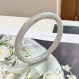 52.2mm A-Grade Jadeite White Green Oval Bangle No.151764