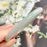 52.2mm A-Grade Jadeite White Green Oval Bangle No.151764