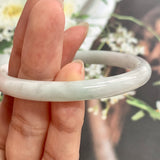 52.2mm A-Grade Jadeite White Green Oval Bangle No.151764