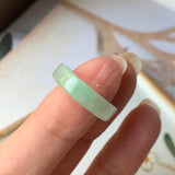 SOLD OUT: 16.2mm A-Grade Natural Light Green Jadeite Ring Band No.220580