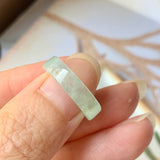 SOLD OUT: 16.2mm A-Grade Natural Light Green Jadeite Ring Band No.220580