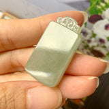 A-Grade Natural Light Green Jadeite Rectangle Pendant No.220644