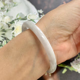 52.2mm A-Grade Jadeite White Green Oval Bangle No.151764