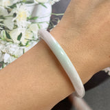 52.2mm A-Grade Jadeite White Green Oval Bangle No.151764