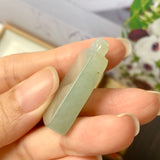 A-Grade Natural Light Green Jadeite Rectangle Pendant No.220644