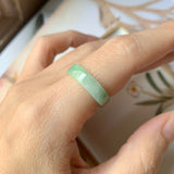 SOLD OUT: 16.2mm A-Grade Natural Light Green Jadeite Ring Band No.220580