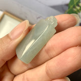 A-Grade Natural Light Green Jadeite Rectangle Pendant No.220644