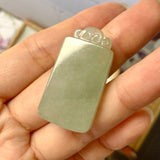 A-Grade Natural Light Green Jadeite Rectangle Pendant No.220644