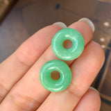 A-Grade Natural Green Jadeite Bagel Pair No.180407