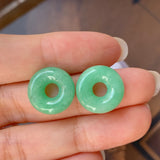 A-Grade Natural Green Jadeite Bagel Pair No.180407