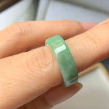 15.5mm A-Grade Natural  Green Jadeite Ring Band No.220582