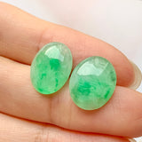 SOLD OUT: 12.80cts A-Grade Natural Moss on Snow Jadeite Cabochon Pair No.180242
