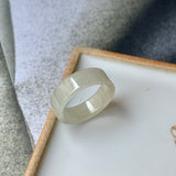 16.3mm A-Grade Natural Light Yellowish White Jadeite Ring Band No.220584