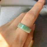 16.3mm A-Grade Natural Light Green Jadeite Ring Band No.220585