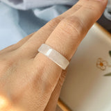 16.3mm A-Grade Natural White Jadeite Ring Band No.162191