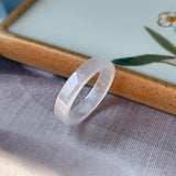 SOLD OUT - Icy 16.3mm A-Grade Natural Pink Jadeite Ring Band No.162192