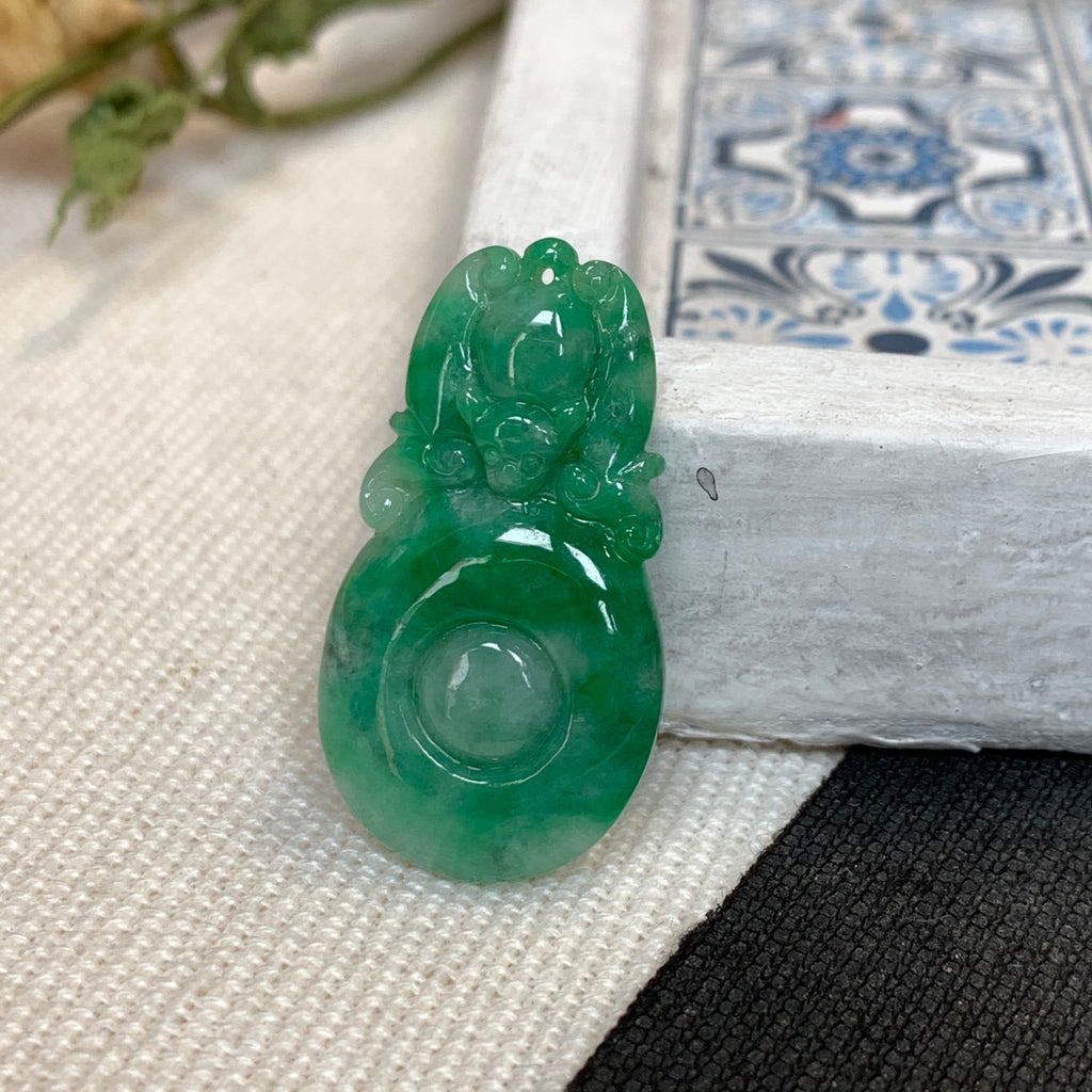 A-Grade Natural Jadeite Bat And Money Pendant No.170812