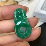 A-Grade Natural Jadeite Bat And Money Pendant No.170812
