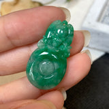 A-Grade Natural Jadeite Bat And Money Pendant No.170812