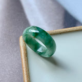 SOLD OUT: 16.4mm A-Grade Natural Floral Imperial Green Jadeite Ring Band No.162171