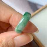 SOLD OUT: 16.4mm A-Grade Natural Floral Imperial Green Jadeite Ring Band No.162171