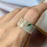 17.1mm A-Grade Natural White Jadeite Art Deco Style Bespoke Ring Band No.162195
