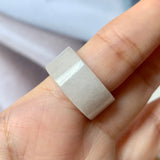 17.1mm A-Grade Natural White Jadeite Art Deco Style Bespoke Ring Band No.162195