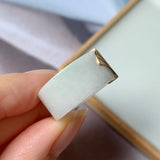 17.1mm A-Grade Natural White Jadeite Art Deco Style Bespoke Ring Band No.162195