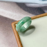 SOLD OUT: 14.2mm A-Grade Natural Floral Imperial Green Jadeite Ring Band No.162166