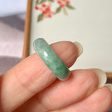 SOLD OUT: 14.2mm A-Grade Natural Floral Imperial Green Jadeite Ring Band No.162166